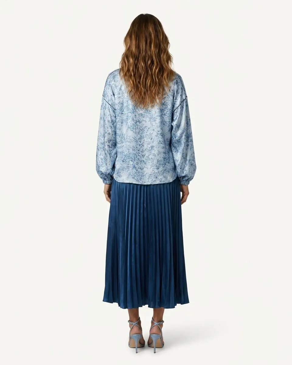 Bleu Jardin Silk Blouse by Maison K-Loh, view 2
