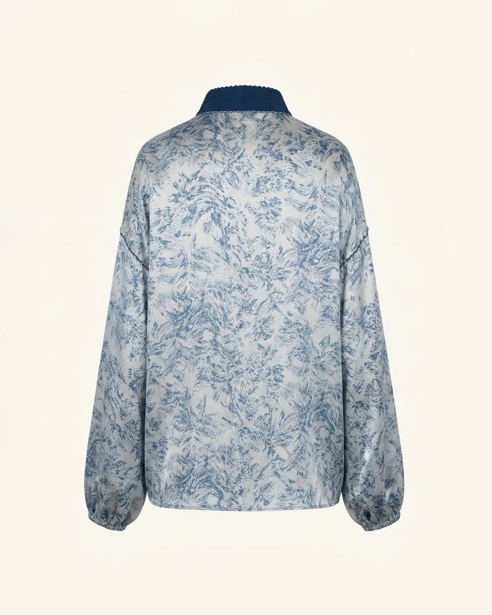 Bleu Jardin Silk Blouse by Maison K-Loh, view 4