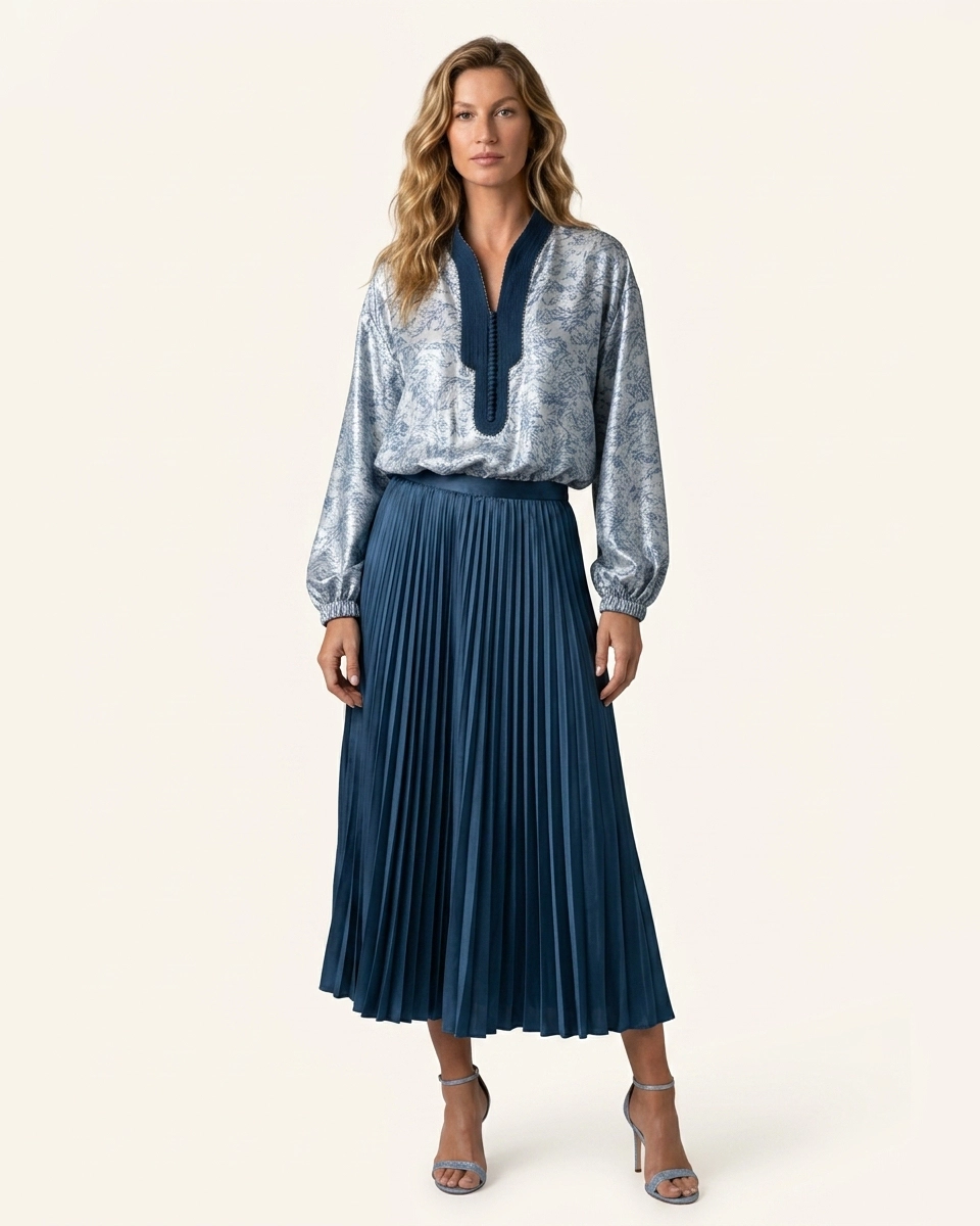Bleu Jardin Silk Set, silk matching sets by Maison K-Loh