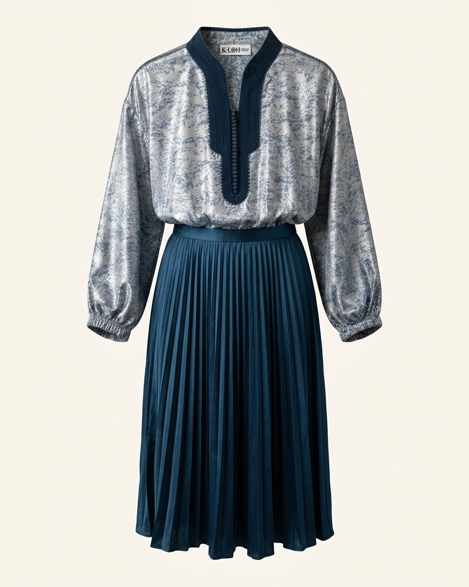 Bleu Jardin Silk Set by Maison K-Loh, view 3