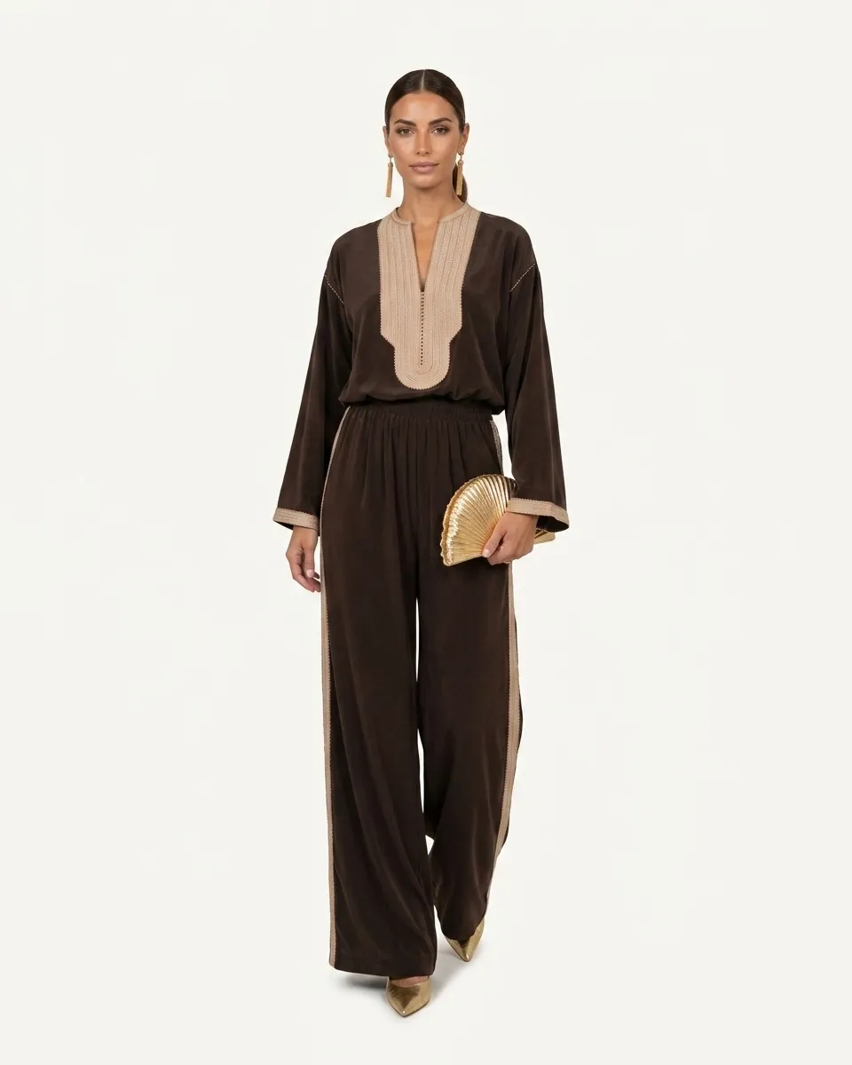 Sahara Silk Bronze Set, silk matching sets by Maison K-Loh