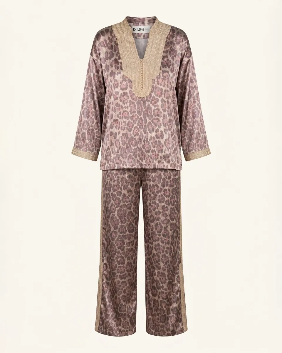 Sahara Silk Gold Leopard Set by Maison K-Loh, view 3