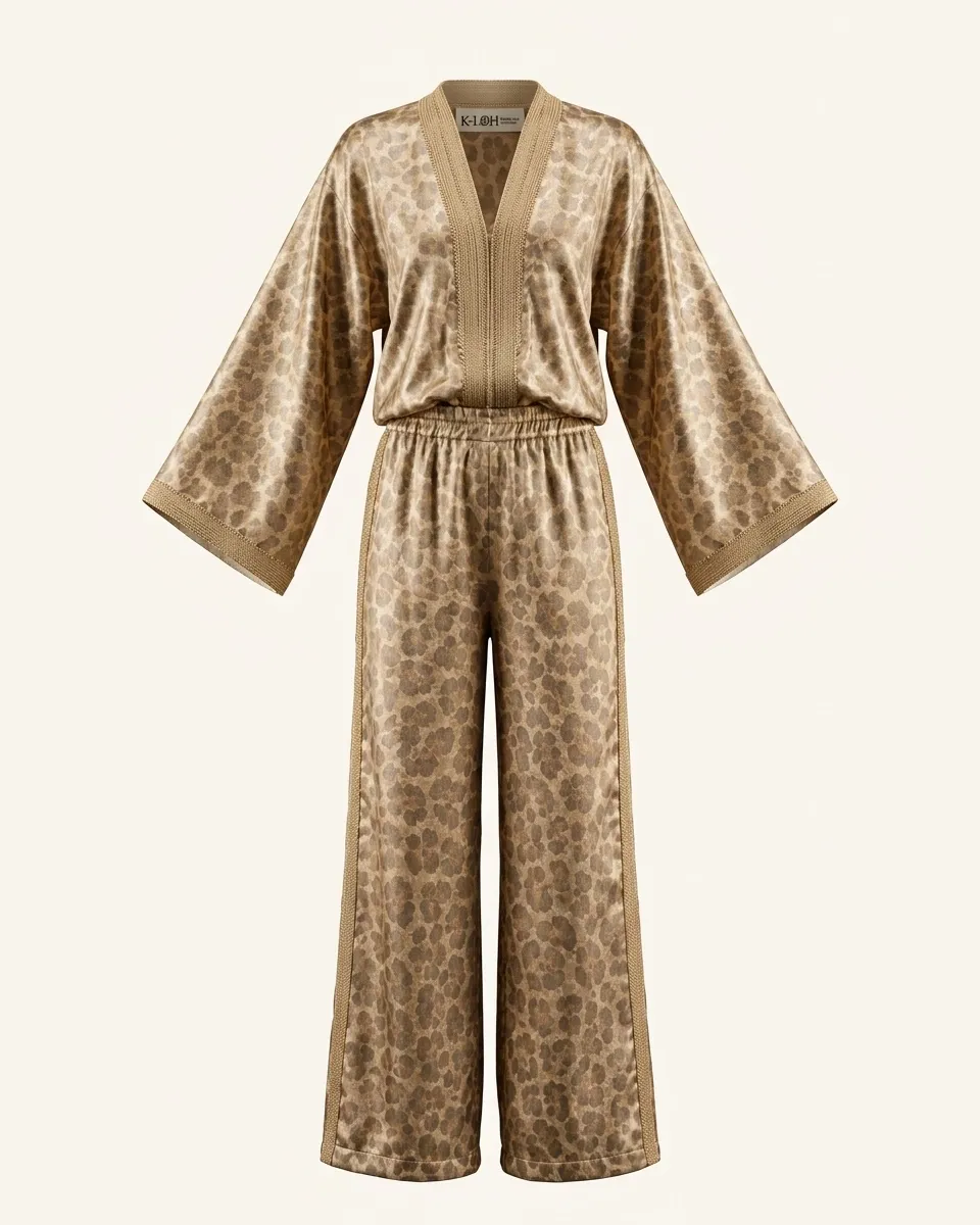 Sahara Silk Rose Gold Leopard Set by Maison K-Loh, view 3