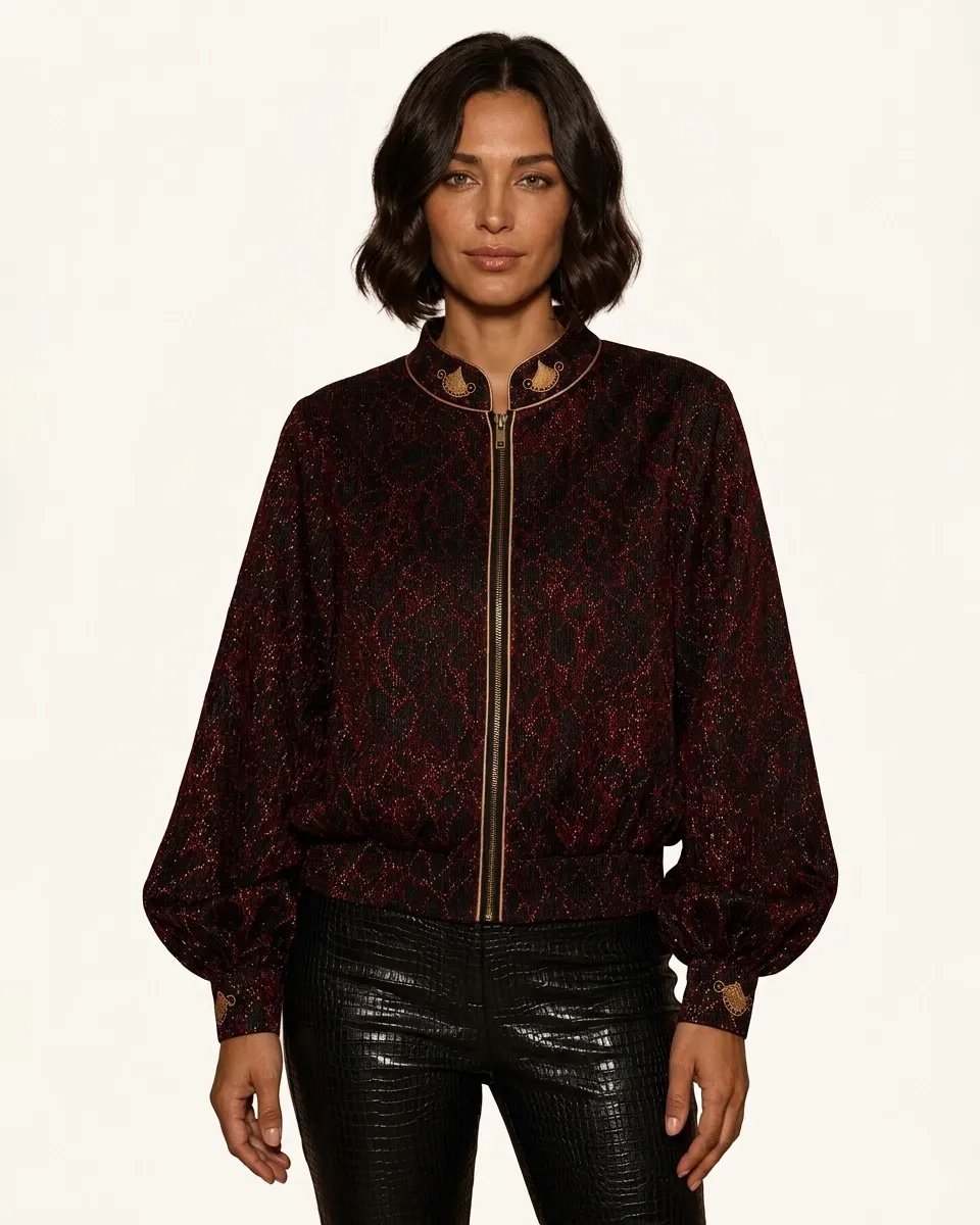 Sultana Bomber, tops by Maison K-Loh